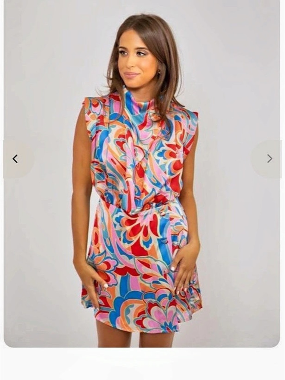KARLIE Abstract Satin Romper Large